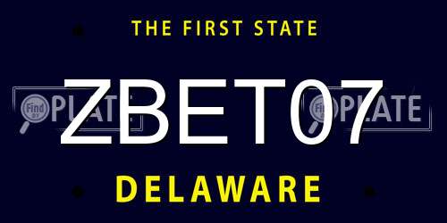 ZBET07 Delaware License Plate