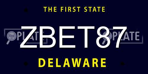 ZBET87 Delaware License Plate