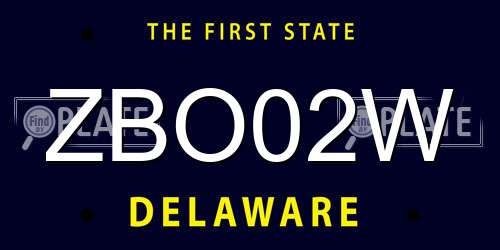 ZBO02W Delaware License Plate