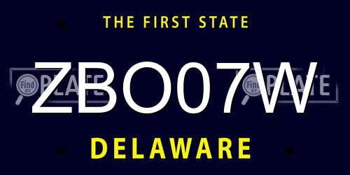 ZBO07W Delaware License Plate