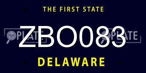 ZBO083 Delaware License Plate