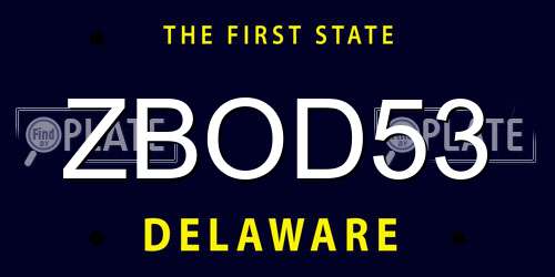 ZBOD53 Delaware License Plate