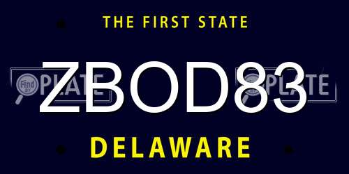 ZBOD83 Delaware License Plate