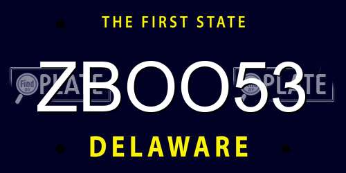 ZBOO53 Delaware License Plate