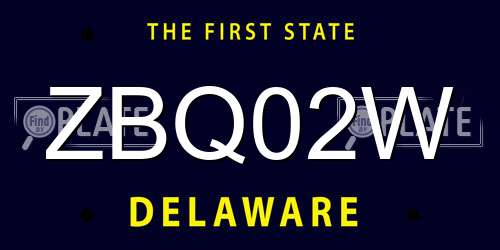 ZBQ02W Delaware License Plate