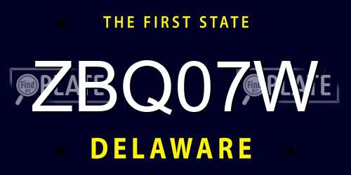 ZBQ07W Delaware License Plate