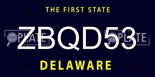 ZBQD53 Delaware License Plate