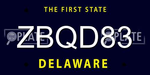 ZBQD83 Delaware License Plate