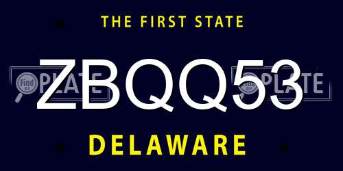 ZBQQ53 Delaware License Plate