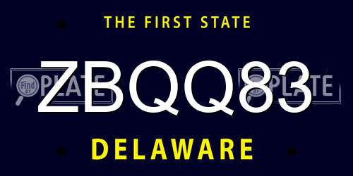 ZBQQ83 Delaware License Plate