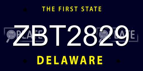 ZBT2829 Delaware License Plate