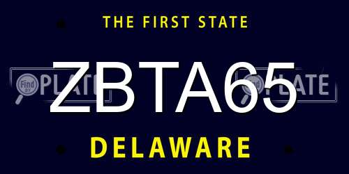 ZBTA65 Delaware License Plate