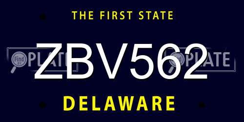 ZBV562 Delaware License Plate