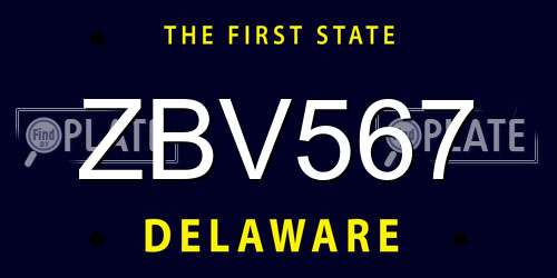 ZBV567 Delaware License Plate
