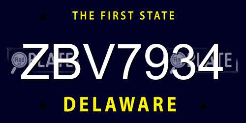 ZBV7934 Delaware License Plate