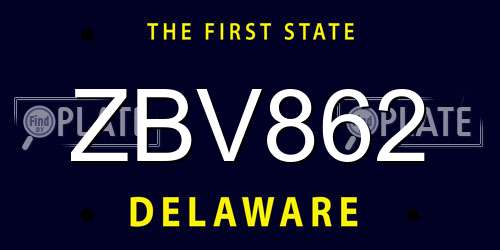 ZBV862 Delaware License Plate