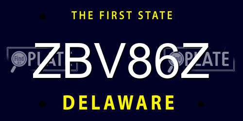ZBV86Z Delaware License Plate