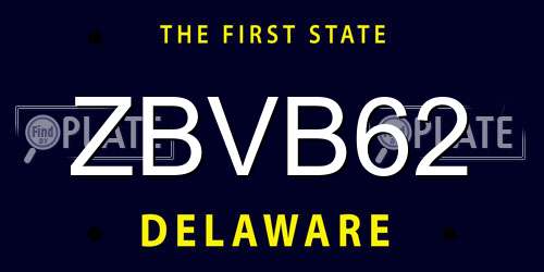 ZBVB62 Delaware License Plate