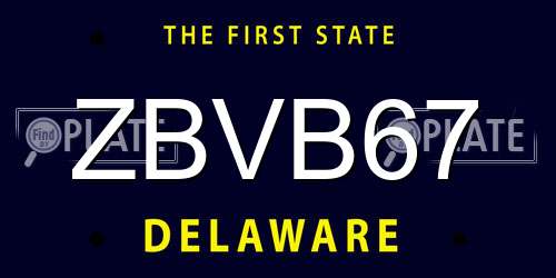 ZBVB67 Delaware License Plate