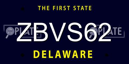 ZBVS62 Delaware License Plate