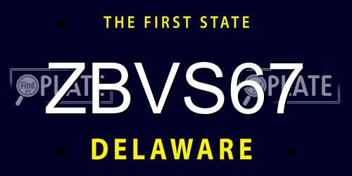 ZBVS67 Delaware License Plate