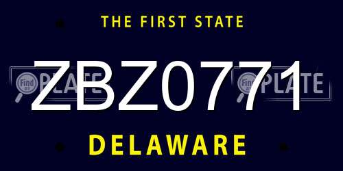 ZBZ0771 Delaware License Plate
