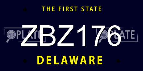 ZBZ176 Delaware License Plate