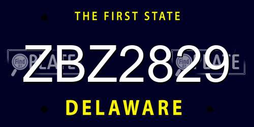 ZBZ2829 Delaware License Plate