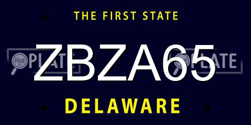ZBZA65 Delaware License Plate