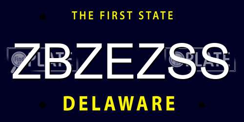 ZBZEZSS Delaware License Plate
