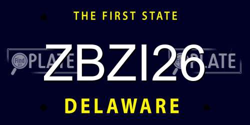 ZBZI26 Delaware License Plate