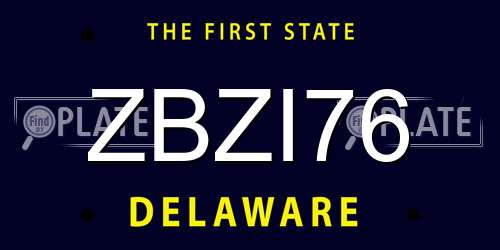 ZBZI76 Delaware License Plate