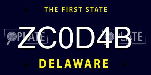 ZC0D4B Delaware License Plate
