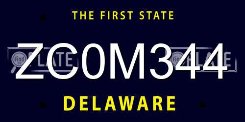 ZC0M344 Delaware License Plate