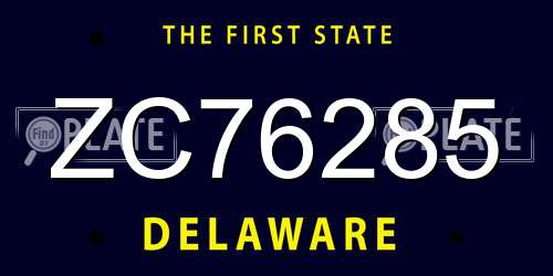 ZC76285 Delaware License Plate