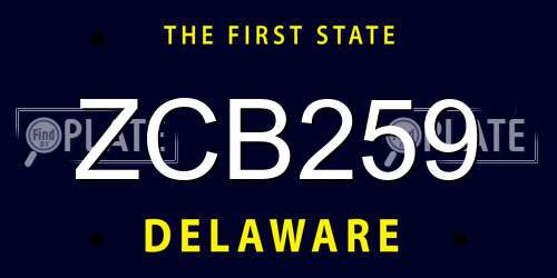 ZCB259 Delaware License Plate