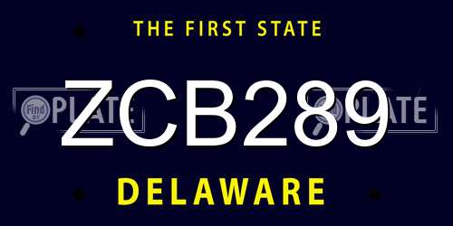 ZCB289 Delaware License Plate