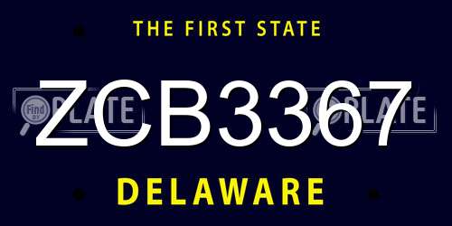 ZCB3367 Delaware License Plate
