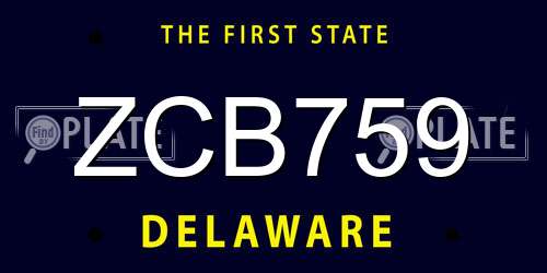 ZCB759 Delaware License Plate