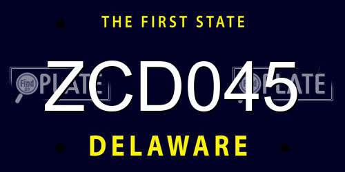 ZCD045 Delaware License Plate