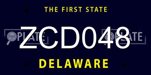 ZCD048 Delaware License Plate