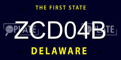 ZCD04B Delaware License Plate