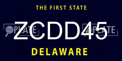 ZCDD45 Delaware License Plate