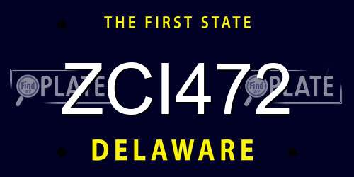 ZCI472 Delaware License Plate