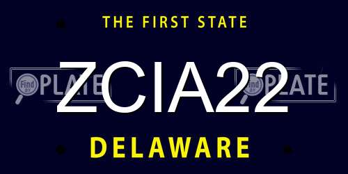 ZCIA22 Delaware License Plate