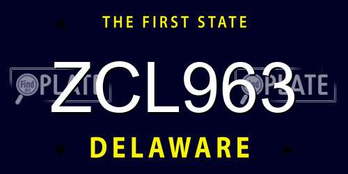 ZCL963 Delaware License Plate