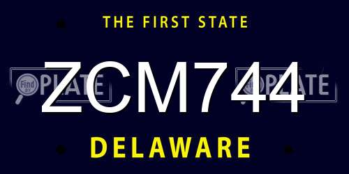 ZCM744 Delaware License Plate