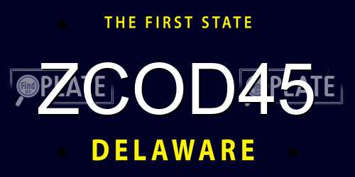 ZCOD45 Delaware License Plate