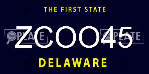 ZCOO45 Delaware License Plate