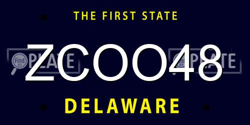 ZCOO48 Delaware License Plate